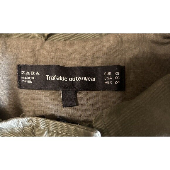 Zara Trafaluc Anorak Utility Jacket Army Green Sequin Embroidered Full Z… - Picture 13 of 13